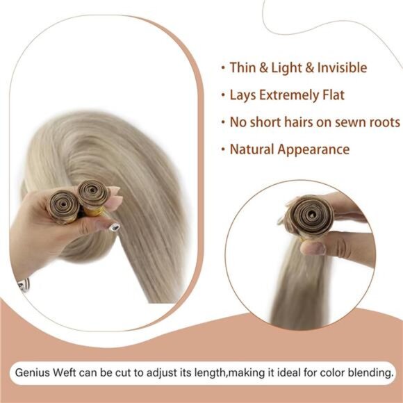 Full Shine 22 Inch Human Hair Weft Sew In Hair Extensions Real Human Hair Hand - Picture 4 of 7